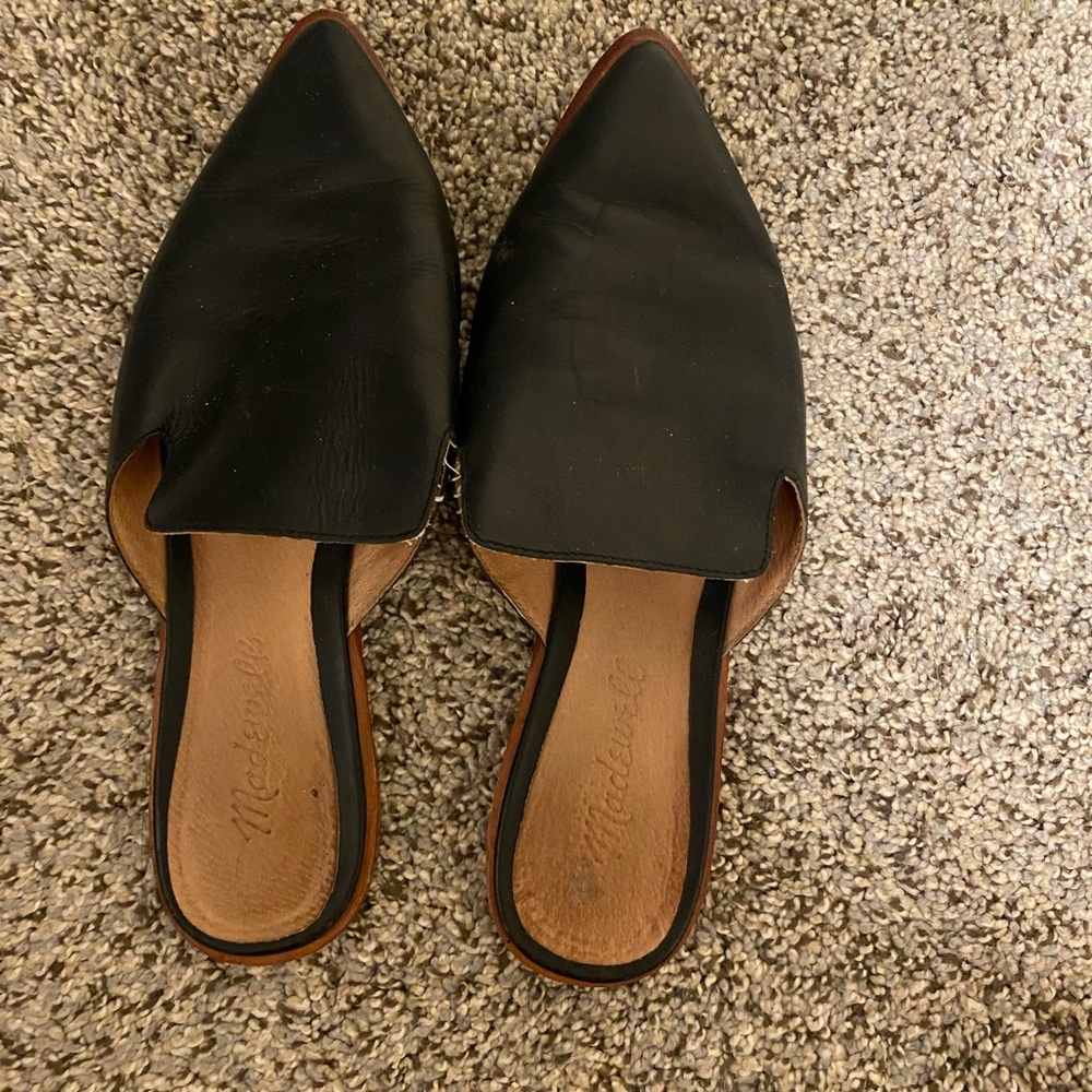 Madewell Black Pointed Toe Mules Flats